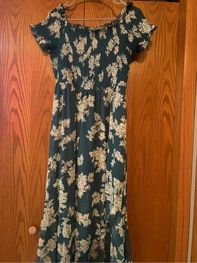 Maurices Teal Floral Off-Shoulder Dress